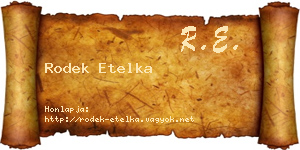 Rodek Etelka névjegykártya
